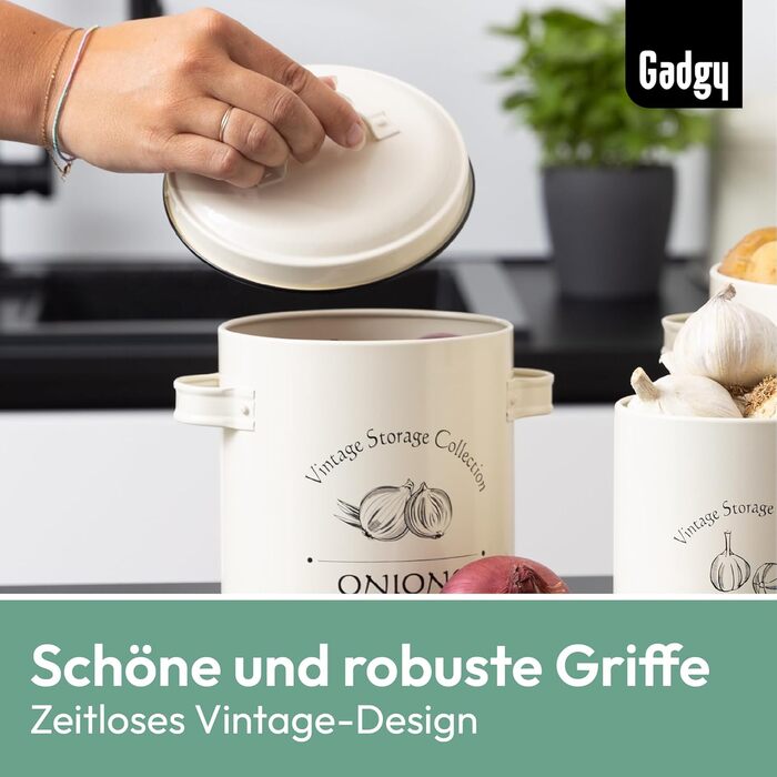 Набір контейнерів для зберігання картоплі, цибулі та часнику Gadgy | 3 шт. | Сільський стиль