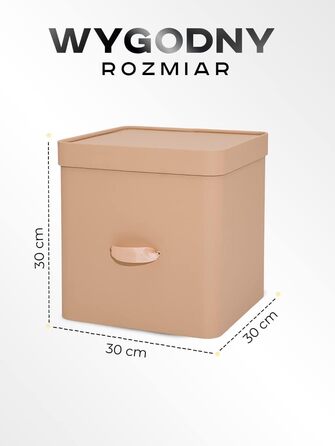 Коробки - Вкладиші Kalllax з екошкіри Rompicato з кришкою для зберігання одягу - Ящик для зберігання - Органайзер місця на відкритих полицях 30х30х30см Куб L (бежевий)