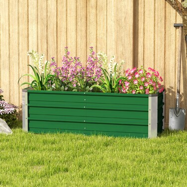 Outsunny Піднята грядка Сталева садова клумба з рукавичками 125x47x40см зеленого кольору для овочів та квітів