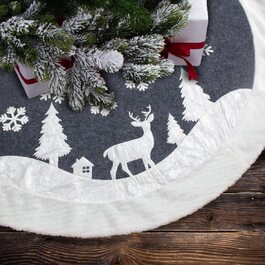 Ковдра для ялинки, біле сіре, кругле різдвяне ковдру, прикраса для різдвяної ялинки, святкове прикраса, Різдвяне ковдру для ялинки