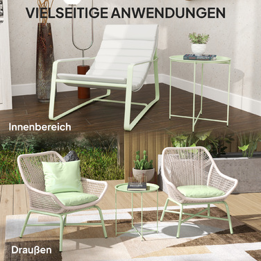 Outsunny Side Table Складаний садовий стіл Ø46 x 50 см Круглий стійкий до погодних умов балконний стіл зі складними ніжками столу Кемпінговий стіл Розкладний стіл Журнальний столик для вітальні, офісу, на вулиці, в приміщенні, зелений