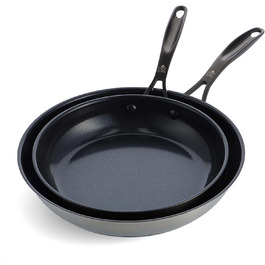 Набір керамічних чорних сковорідок BK 24 см і 28 см, нержавіюча сталь, здорове керамічне антипригарне покриття, без PFAS, можна мити в посудомийній машині, духовці, індукційний сейф, чорний набір сковорідок 24 см і 28 см