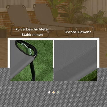 Набір з 2 сонячних лежаків, розкладні садові лежаки з 5-рівневим регулюванням спинки та максимальною вагою користувача до 120 кг