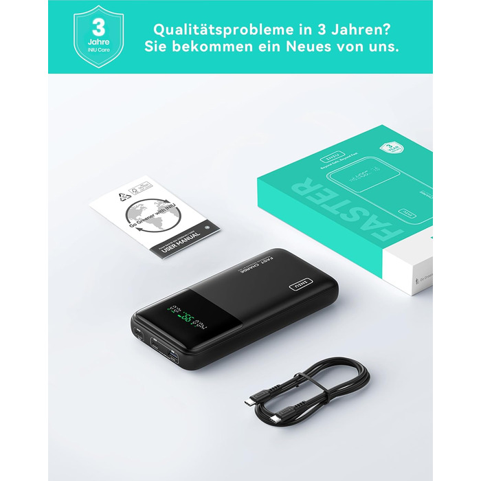 Power Bank INIU 27000mAh 140W: зарядний пристрій для телефону та ноутбука, сумісний з MacBook Pro, Steam Deck, iPhone (17, 16, 15, 14, 13, 12 Pro), Samsung S23, iPad та ін. Чорний