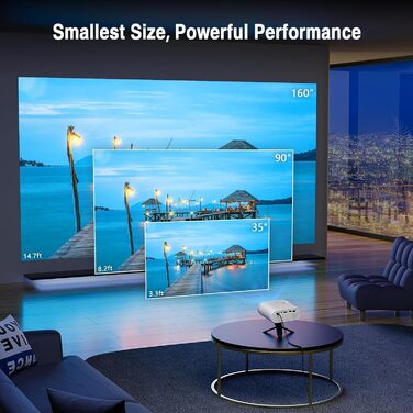 Міні проектор 16000L з штативом, Full HD 1080P, 50% зум, ±15° корекція трапеції, HDMI, USB, AV - сумісний з телефоном