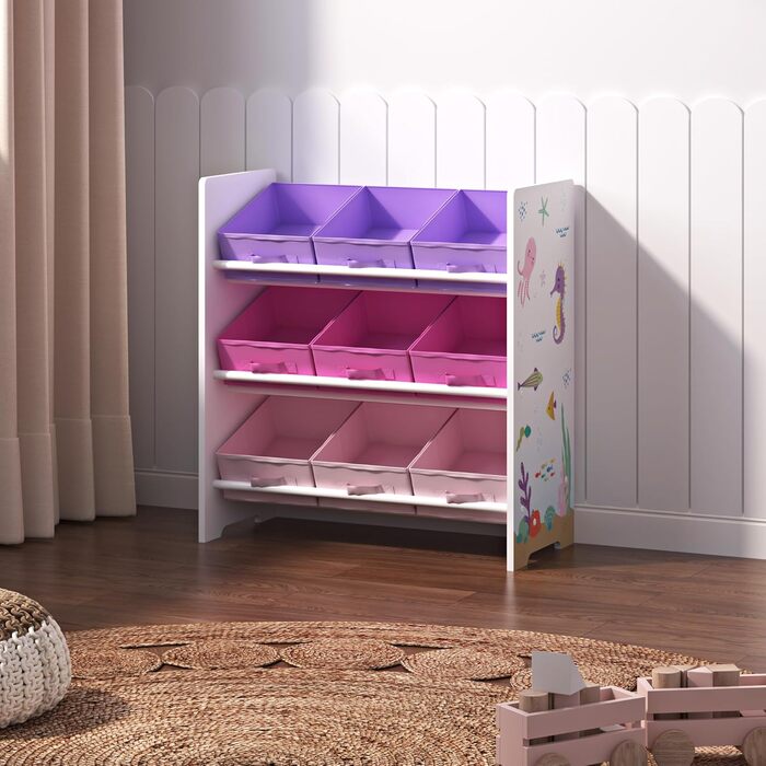 Регулятор для дитячої кімнати en.casa Boiro з 9 коробками для іграшок, 60 x 62 x 30 см, дизайн 