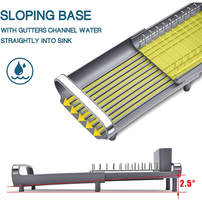 Сушарка для посуду Kingrack, невелика розширювана корзина для сушіння посуду, сушарка для посуду з нержавіючої сталі, антикорозійна підставка для посуду