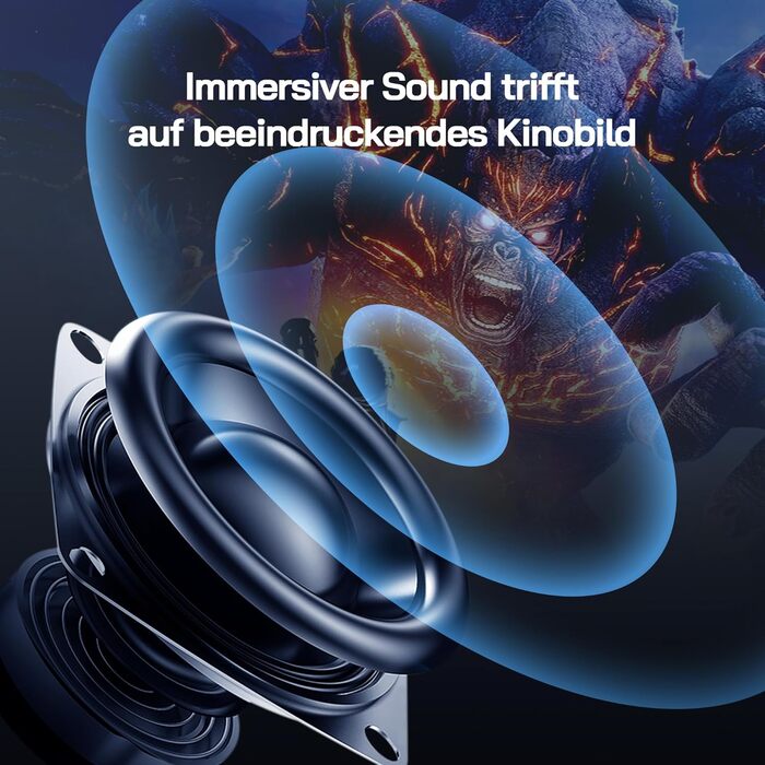 Міні проектор WOLFANG 4K з автофокусом та корекцією трапеції, 28000 люмен, WiFi 6, Bluetooth, для домашнього кінотеатру, 180° підставка, підтримка iOS/Android, для показу на вулиці