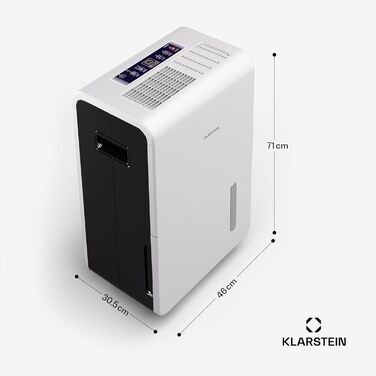 Електричний осушувач повітря Klarstein DryFy Connect 60L з Wi-Fi, 60л/24г, таймер, для приміщень 45-65м²