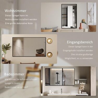 Дзеркало настінне Spiegel 40x160 см, повноекранне з рамою, підлогове для спальні, вітальні або ванної кімнати, прямокутне, алюмінієва рама (чорний)