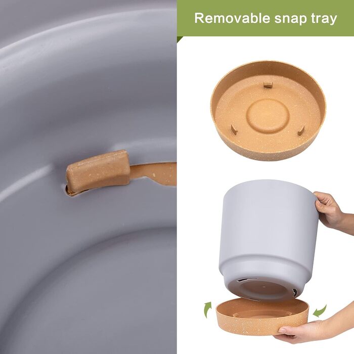 Набір горщиків для квітів QCQHDU 2 шт. з дренажними отворами та знімним дном, підставки, сучасний декор для дому та саду (світло-сірий, 30.5 см)