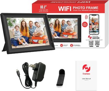 FRAMEO Цифровий фоторámеn 15.6 дюймів WiFi, IPS, FHD 1920x1080, 32GB, сенсорний екран, автоповорот, для стін, фото/відео через додаток FRAMEO