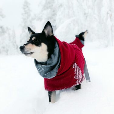 Тепле пальто для собак, зимова куртка для собак винно-червона 55 см