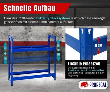 Стелаж для шин PROREGAL Tiger: 100x110x35 см, 150 кг навантаження, 8 шин, 2 рівні, блакитний