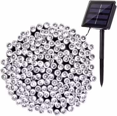 Гірлянда BrizLabs на сонячній батареї, 22 м, 200 LED, водонепроникна, 8 режимів, холодне біле світло, для вулиці, саду, тераси, будинку, весілля, Різдва
