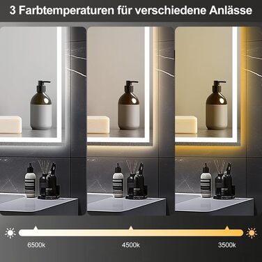 Дзеркало для ванної кімнати зі світлодіодним підсвічуванням 50x70 см, дзеркало з сенсорним вимикачем, Bluetooth (80x60 см)