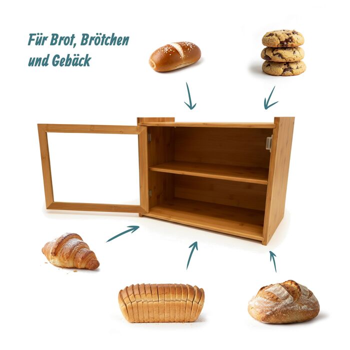 Relaxdays Бамбуковий Хлібниця з Двома Ярусами та Вікном