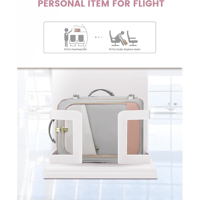 LOVEVOOK Рюкзак для ручної поклажі, жіночий/чоловічий, 40L, водонепроникний, з відділенням для взуття, 17 дюймів для ноутбука, сірий+рожевий+бежевий