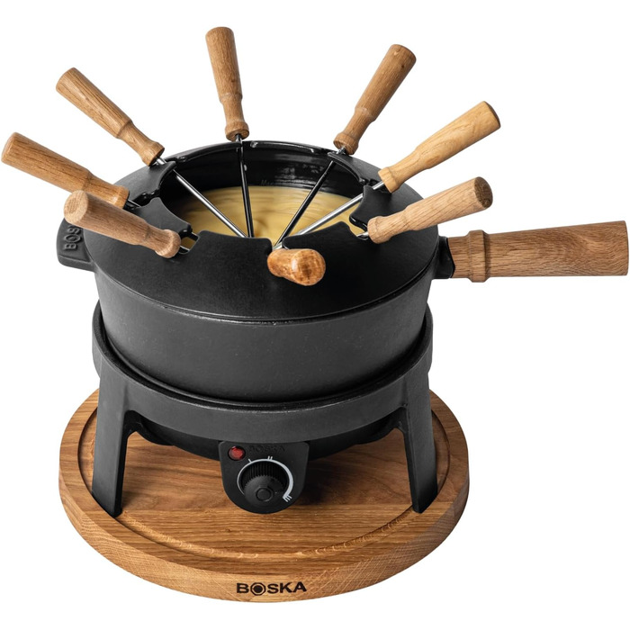 Електричний Фондю-сет Boska 2.3L з регулюванням температури - для сиру, шоколаду, гарячого супу та м'яса (з нержавіючої сталі та чавуну)