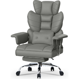 Офісний крісло NaspaLuro з підставкою для ніг, ергономічне, з підтримкою попереку, з високою спинкою, для дому та офісу, сірий, 77x66x134 см