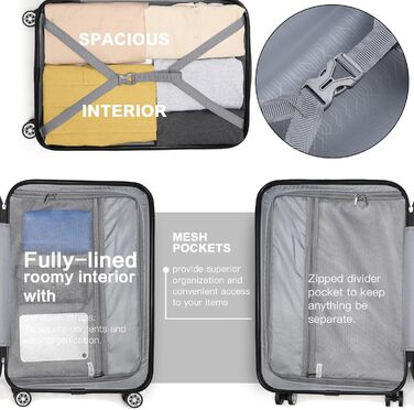 Чемодан-валіза на колесах з ABS-пластику, сірий, L - міцний та легкий, з кодовим замком