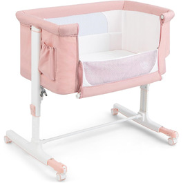 Дитяче ліжко-гойдалка Dreamade 2 в 1 з регулюванням висоти, 86 x 63 см, рожеве, від народження до 9 кг, з матрацом та колесами