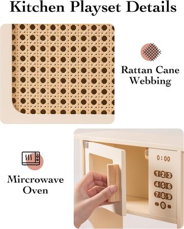 Дерев'яна дитяча кухня ROBOTIME з аксесуарами, ретро-дизайн, зелений, 3-8 років