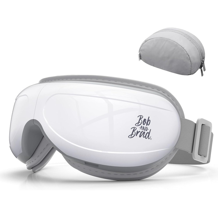 Масажер для очей Bob and Brad EyeOasis 2 з підігрівом, музикою та компресією. Електрична маска для очей для зняття темних кіл та сухості очей. Подарунок для чоловіків та жінок. Білий