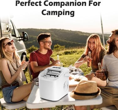 Портативний льодогенератор Kleine Eiswürfelbereiter - швидке виробництво льоду (9 кубиків за 6 хв), самоочищення, білий