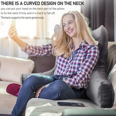 Підлогове крісло-подушка для читання, м'яке крісло для сну, подушка для спини до ліжка, крісло-подушка з підлокітниками та кишенями, спинка та підтримка знімний чохол, для дорослих