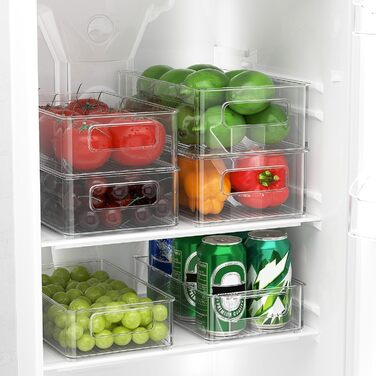 Організатор для холодильника FINEW, набір 12 шт (4 маленькі, 4 середні, 4 великі), прозорі контейнери для зберігання, BPA free
