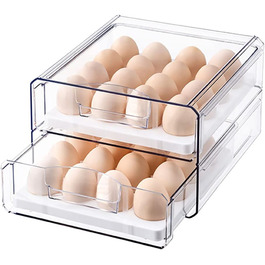 Контейнер для яєць G-LIKE, 2 яруси, висувний, прозорий, органайзер для кухні, PET пластик