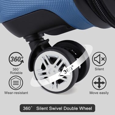 KONO Валіза середнього розміру 24 дюйми, ABS, з TSA-замком, 4 колеса, 65×44×25.5 см, темно-синій