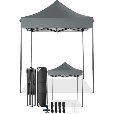 Павільйон COBIZI 3x3, водовідштовхувальний, зимостійкий, з боковою стінкою, Pop-Up, для вечірок, сонцезахисний, садовий, складаний, з сумкою та колесами (Сірий, 2x2м без стінки)