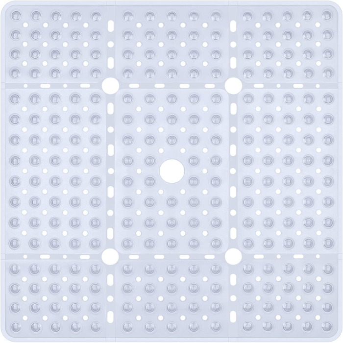 Протиковзкий килимок для душу Kingrading XL 70x70 см, 240 присосок, зливні отвори, можна прати в пральній машині (прозорий)