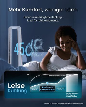 Вентилятор Pro Breeze OmniAir з очищувачем повітря, 105 см, осциляція 75°, пульт ДУ, HEPA 13, LED дисплей, 10 швидкостей, тихий, 5 режимів, Smart App