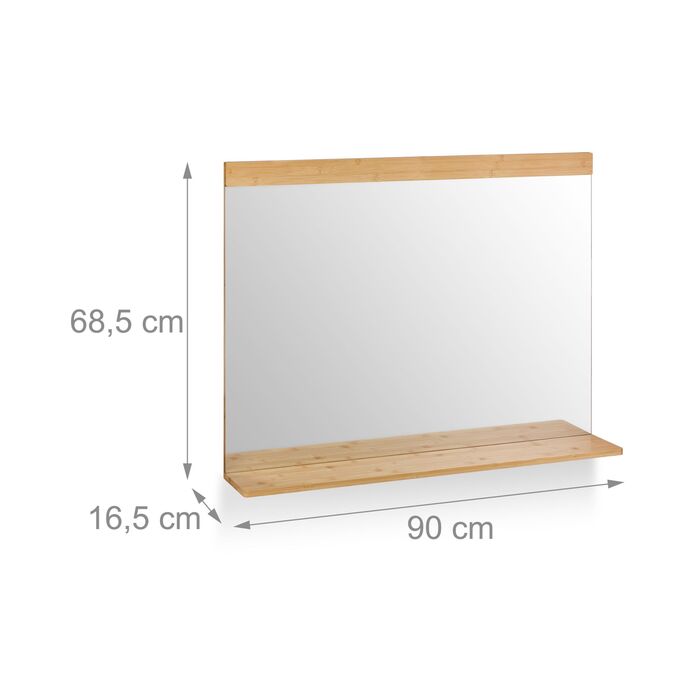 Дзеркало для ванної кімнати Relaxdays на стіну з бамбуковою полицею