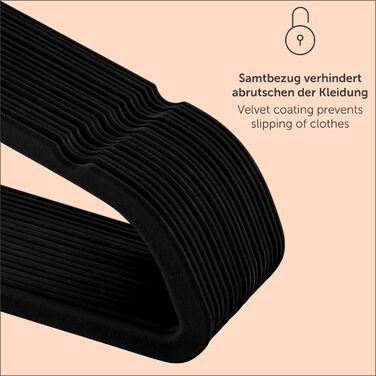 Набір вешалок для одягу Blumtal 50 шт. - обертаються на 360°, міцні, економія місця, неслизькі - рожеві оксамитові вішалки з покриттям, 100 шт. (рожеве золото / чорний)