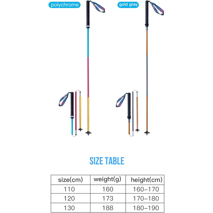 Регульовані туристичні палиці Складні трекінгові палиці Телескопічні палиці для скандинавської ходьби для жінок і чоловіків для альпінізму Піші прогулянки з сумкою для перенесення Барвистий-120см