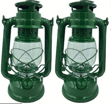 Гасова лампа BESTIF для інтер'єру, набір з 2 предметів, ностальгічний настільний світильник з гнітом, масляна лампа (зелений)