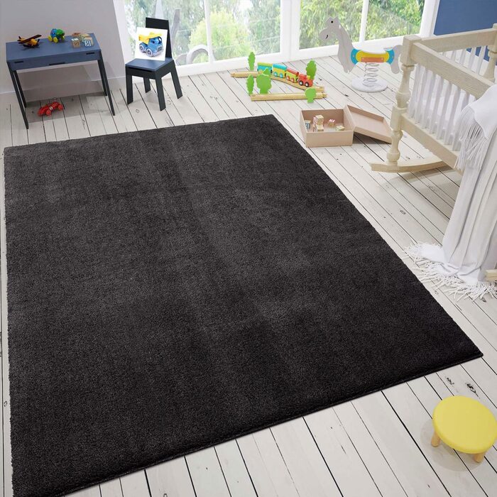 Дитячий килимок VIMODA для дитячої кімнати, що миється нековзний дитячий килимок для хлопчиків і дівчаток, м'який однотонний візерунок, колір розміри (діаметр 120 см круглий, чорний)
