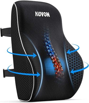 Подушка для попереку AUVON для автомобіля та офісного крісла, підтримка поперекового відділу, покращення постави, піна з пам'яті