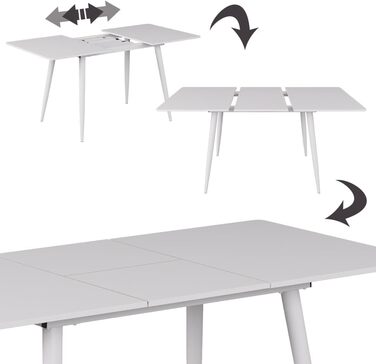 Розкладний стіл Vicco Esstisch Beaver, 80x70 см, білий (120-160x75x80 см)