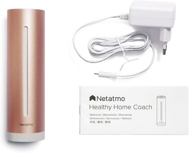 Датчик якості повітря Netatmo для дому: CO2, температура, вологість, шум - розумний контроль, здорове середовище, автоматичні сповіщення (NHC-EC)