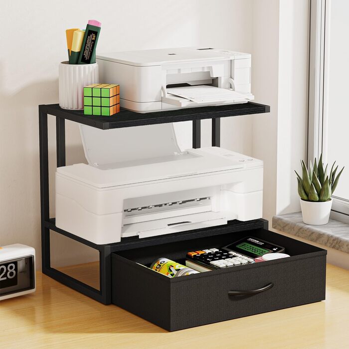 Підставка для принтера з ящиком для документів, органайзер на стіл для офісу та дому, чорний