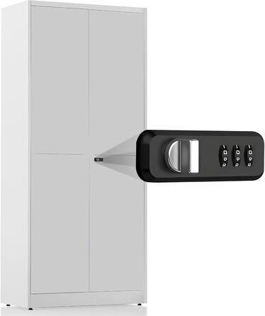 Металевий шафа-сейф для документів з полицями, 90x80x40 см, білий