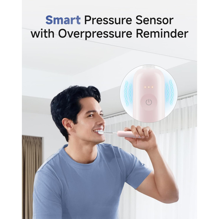 Звукова зубна щітка Laifen Wave Pro рожевого кольору: 6 режимів, акумулятор до 70 днів, контроль тиску, 2 насадки