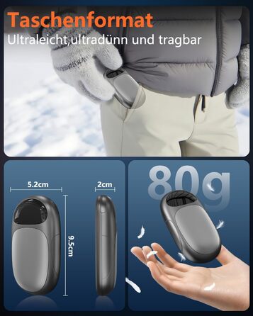 Електричні грілки для рук DDKJ - 2 шт. з LED-дисплеєм, 3 режими нагріву, перезаряджаються, для дітей, чоловіків, жінок. Компактні, багаторазові, білий та чорний колір