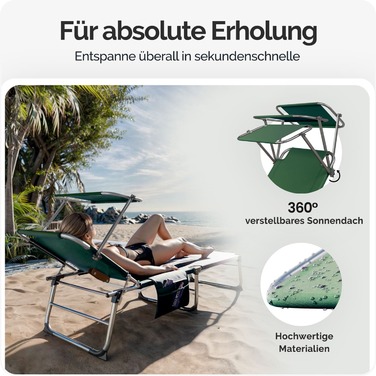 Шезлонг Ibiza Green 190x59x29см Alu Sun Canopy