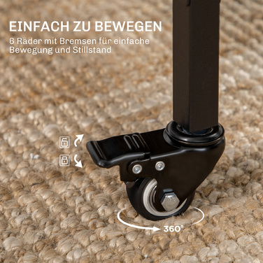 Розкладний обідній стіл, мобільний розкладний стіл на 6 осіб, з полицею, витримує до 50 кг, розміри 130 x 80 x 74 см, темно-коричневий